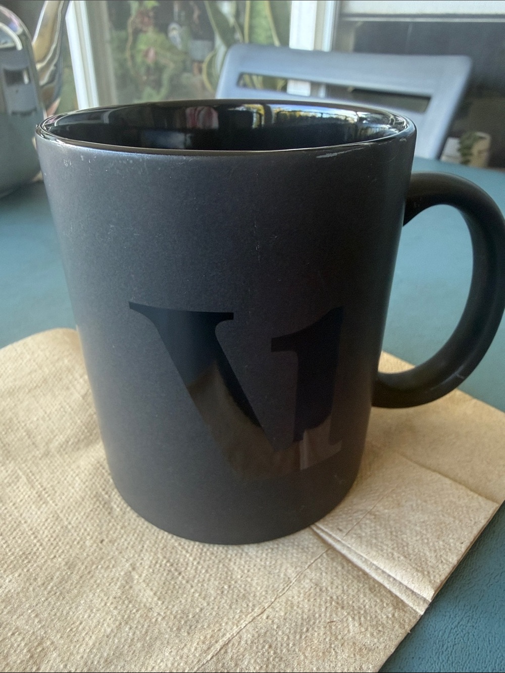 RARE CERAMIC COFFEE MUG BLACK MATTE FINISH VUORI THE RISE THE SHINE LOGO